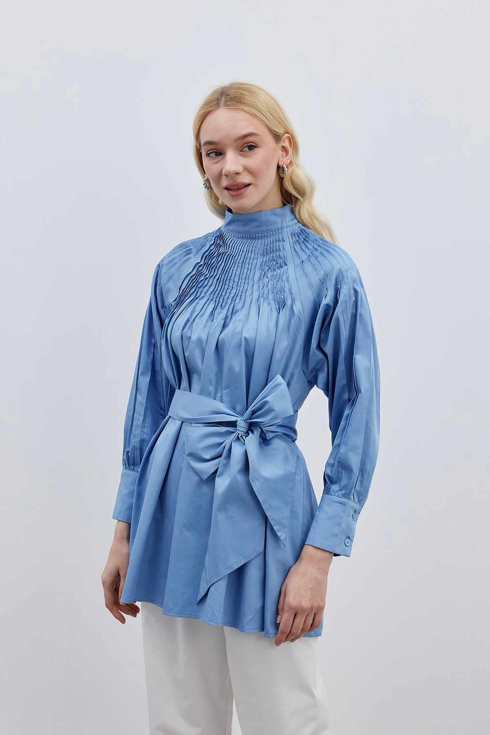 Ribbed Women's Shirt Blue