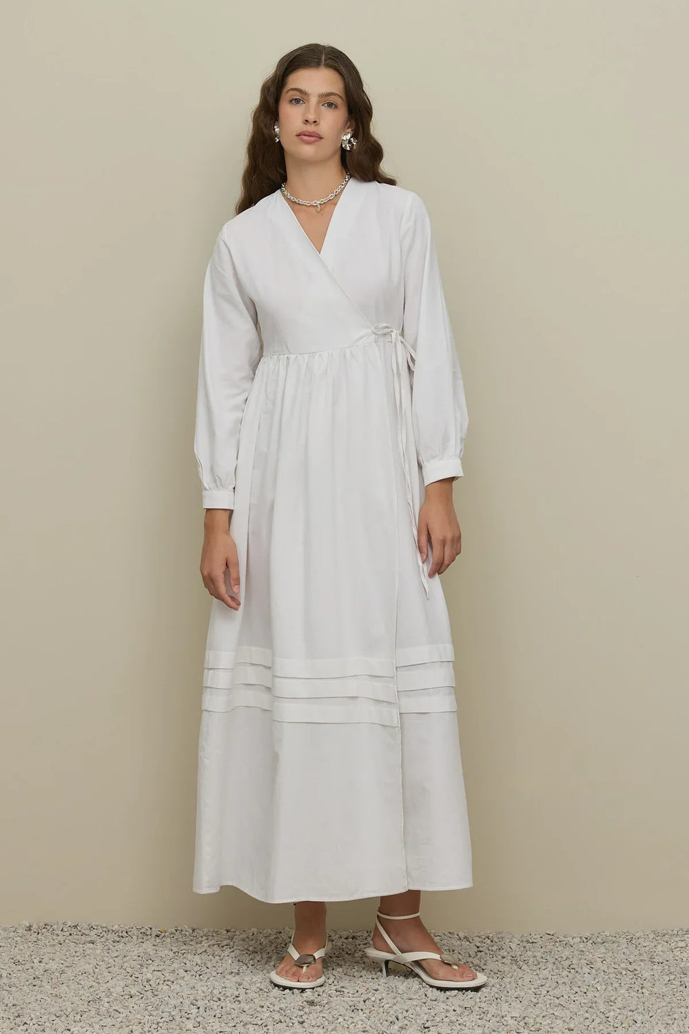 Ribbed Linen Dress White