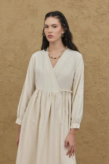 Ribbed Linen Dress Natural