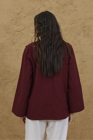 Nervürlü Kimono Gömlek Bordo - Fahhar Design
