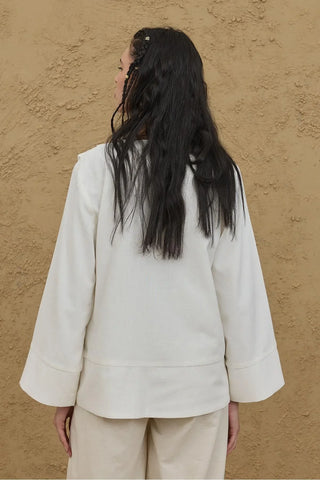 Nervürlü Kimono Gömlek Ekru - Fahhar Design