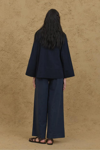 Nervürlü Kimono Gömlek Lacivert - Fahhar Design