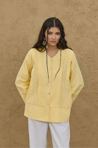 Nervürlü Kimono Gömlek Sarı - Fahhar Design