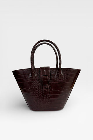 Ness Croco Oval Çanta Bordo