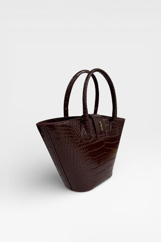 Ness Croco Oval Çanta Bordo