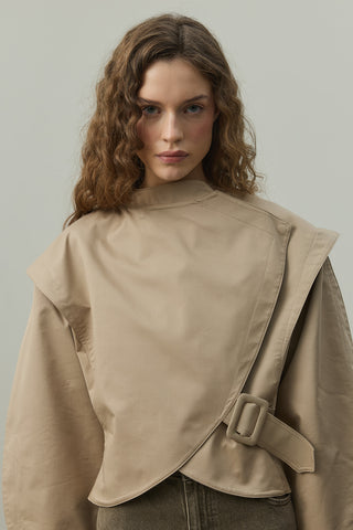 Omuz Detaylı Ceket Bej