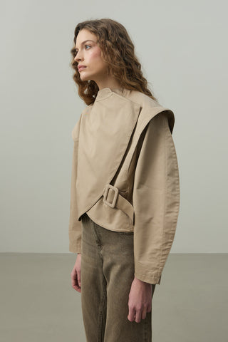 Omuz Detaylı Ceket Bej