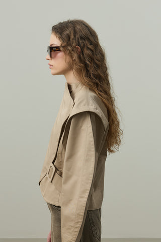 Omuz Detaylı Ceket Bej