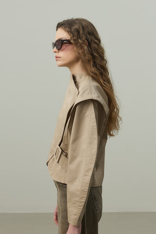 Omuz Detaylı Ceket Bej