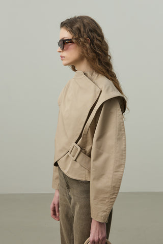 Omuz Detaylı Ceket Bej