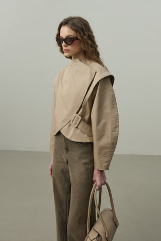 Omuz Detaylı Ceket Bej