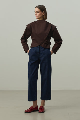 Omuz Detaylı Ceket Kahverengi