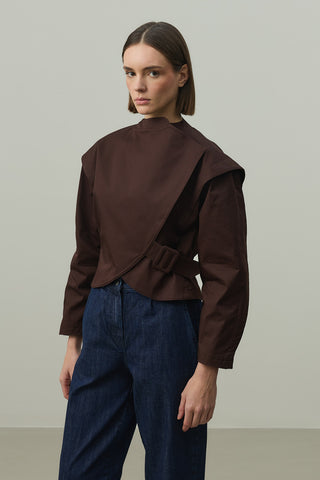 Omuz Detaylı Ceket Kahverengi