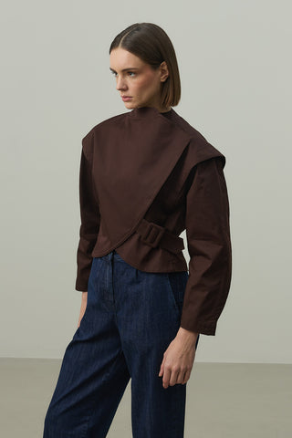 Omuz Detaylı Ceket Kahverengi