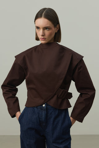 Omuz Detaylı Ceket Kahverengi