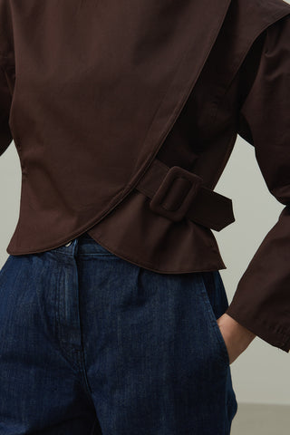 Omuz Detaylı Ceket Kahverengi