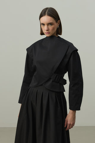 Omuz Detaylı Ceket Siyah