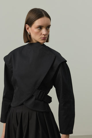 Omuz Detaylı Ceket Siyah