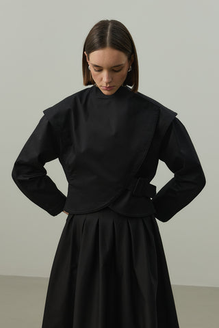 Omuz Detaylı Ceket Siyah