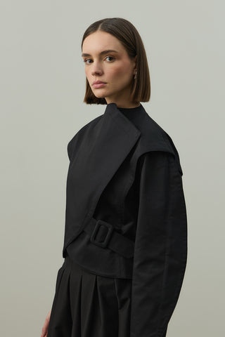 Omuz Detaylı Ceket Siyah