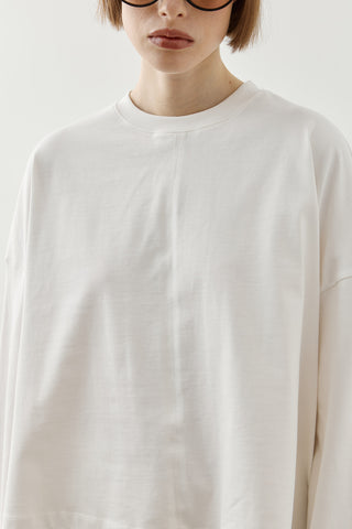 Önü Dikişli Basic Uzun Kollu T-Shirt Ekru