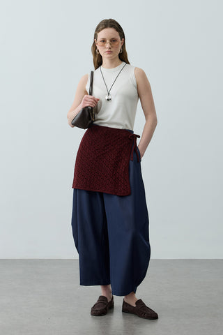 Oval Örme Bel Aksesuarı Bordo