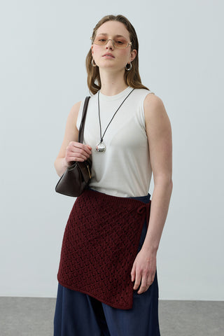 Oval Örme Bel Aksesuarı Bordo