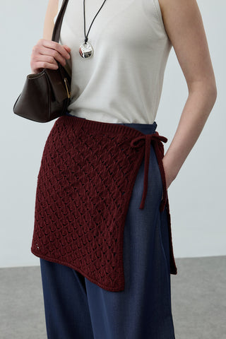 Oval Örme Bel Aksesuarı Bordo