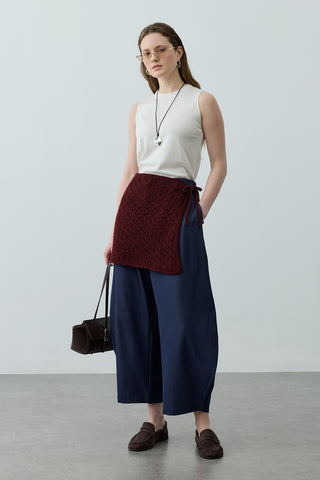 Oval Örme Bel Aksesuarı Bordo