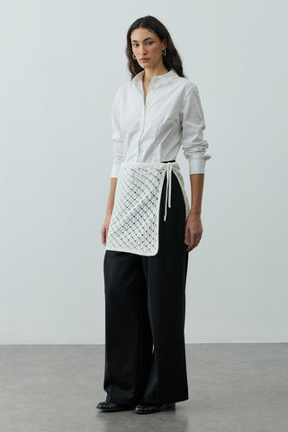 Oval Örme Bel Aksesuarı Ekru