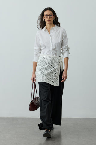 Oval Örme Bel Aksesuarı Ekru