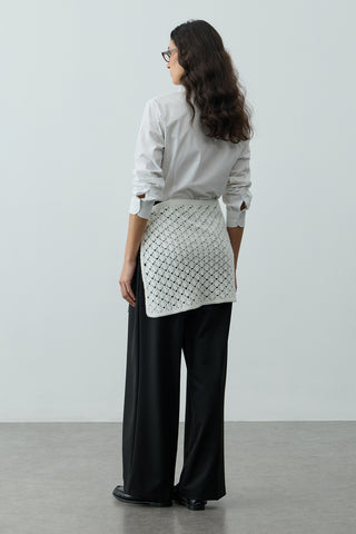 Oval Örme Bel Aksesuarı Ekru