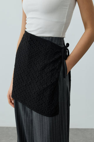 Oval Örme Bel Aksesuarı Siyah