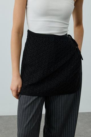 Oval Örme Bel Aksesuarı Siyah