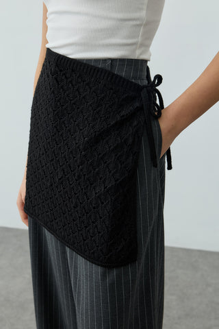 Oval Örme Bel Aksesuarı Siyah