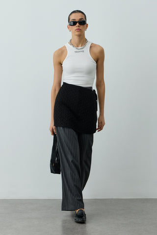 Oval Örme Bel Aksesuarı Siyah