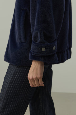 Oversize Biker Ceket Lacivert