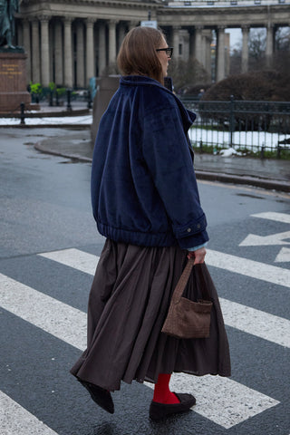 Oversize Biker Ceket Lacivert