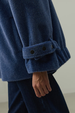 Oversize Biker Ceket Mavi