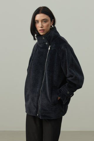 Oversize Biker Ceket Siyah