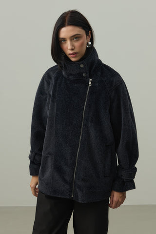 Oversize Biker Ceket Siyah