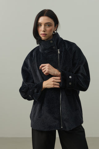 Oversize Biker Ceket Siyah