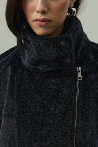 Oversize Biker Ceket Siyah