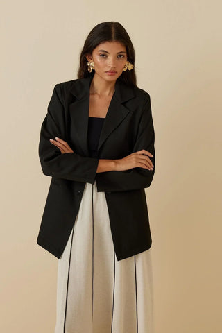 Oversize Blazer Jacket Black Black