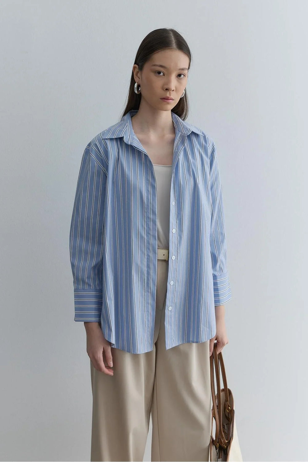 Oversize Striped Shirt Blue