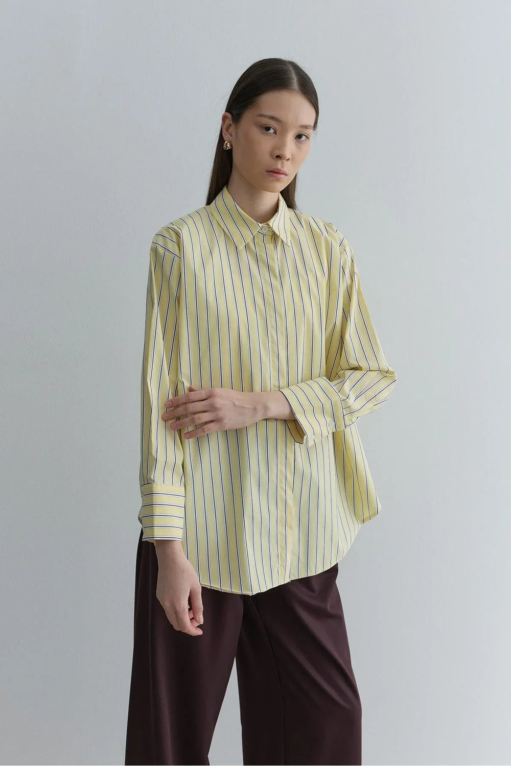 Oversize Striped Shirt Yellow