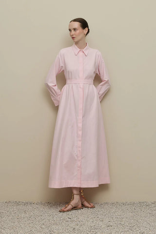 Oversize Gömlek Elbise Pembe