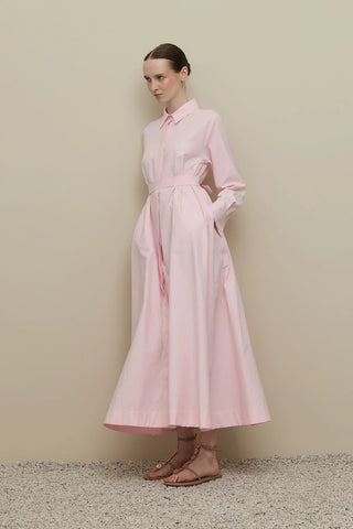 Oversize Gömlek Elbise Pembe