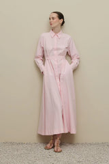 Oversize Gömlek Elbise Pembe