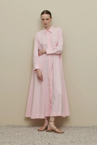 Oversize Gömlek Elbise Pembe